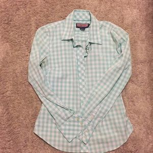 Vineyard Vines Teal Gingham Button Shirt - size S